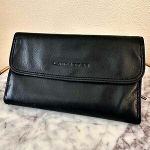 Vintage Lancaster Paris Modele Depose Black Leather Clutch Wallet